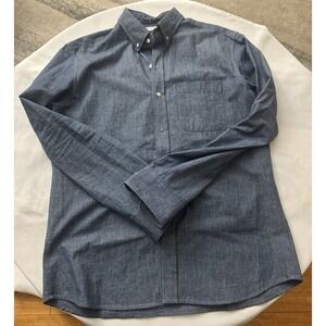NWOT GUSTIN Indigo Chambray Classic Long Sleeve Shirt Men's Made In USA Sz XXL